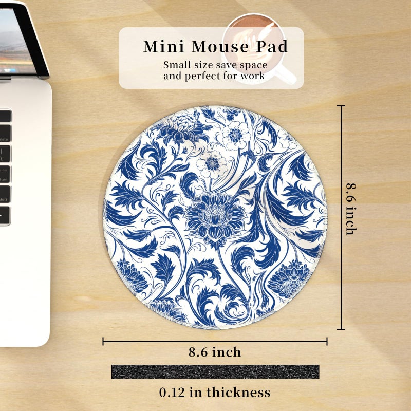 Hancynir Floral Flower Mouse Pad for Desk, Small Cute Mousepad with Non-Slip Base, Round Mouse Pads for Wireless Mouse Laptop Gaming, Computer Mouse Mat for Office Decor Desk Accessories Supplies - Image 3